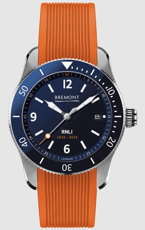 Replica Bremont Watch S300 RNLI Blue Dial Orange rubber Strap